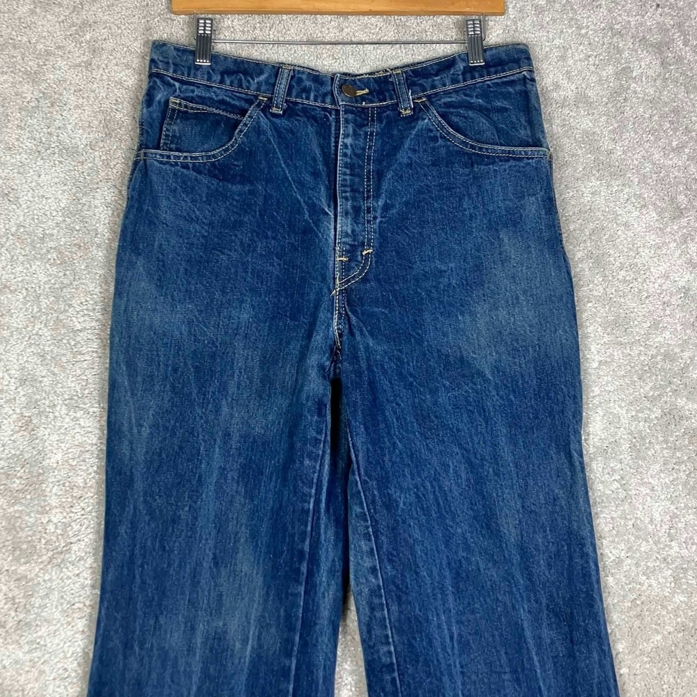 Vintage 70s Blue Denim Jeans Mens Made in USA Scovill Zip Retro Fits 30x31 - Picture 2 of 14